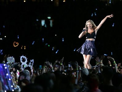 Taylor Swift performs during her '1989' World Tour at ANZ Stadium on November 28, 2015 in Sydney, Australia.