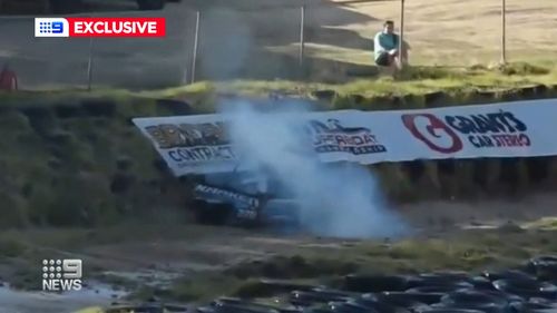 Driver Brian Jackson whizzed through the Baldivis water track during a high speed jet boat race in the southern Perth suburb, before his boat flipped four times and caught on fire.