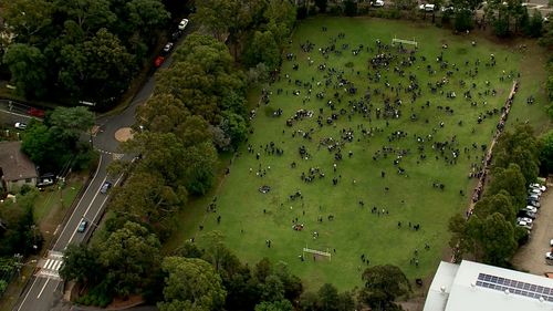 Castle Hill High School students have been evacuated onto the oval.