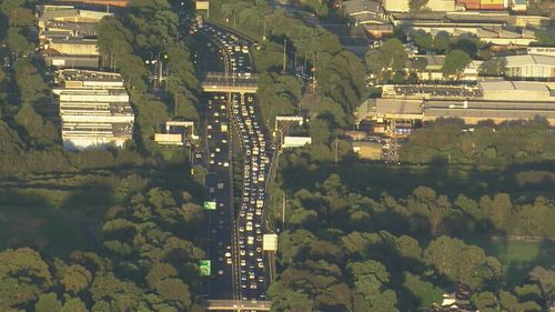 Bumper to bumper traffic has formed on the M5 motorway in Sydney.