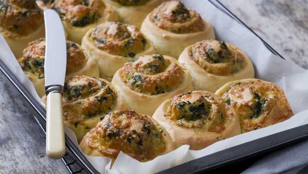 Thermomix three cheese spinach scrolls