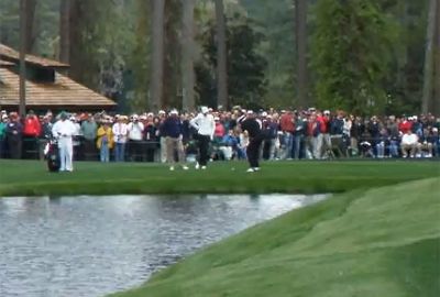 <b>Of all the traditions at The Masters, there is arguably none more famous than a 'skimming' contest that takes place during the practice rounds. </b><br/><br/>Players attempt to skip their ball over a pond that separates the 16th tee and a green that's more than 150 metres away.<br/><br/>While it may seem a rare feat, plenty of players manage to get their balls onto the putting surface and two players have actually scored holes-in-one - Vijay Singh in 2009 and Martin Kaymer in 2012. Just check out these ridiculous shots.