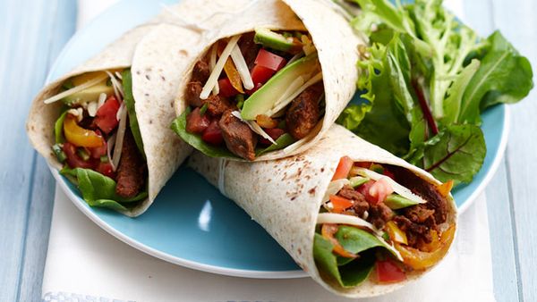 Beef and bean burritos