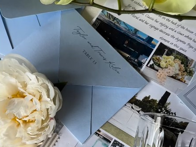 Wedding planner shares video featuring an envelope with Taylor and Travis Kelce written on it