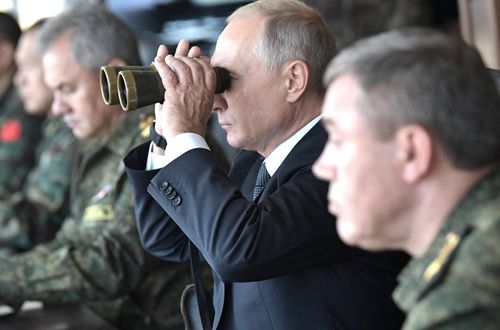 Russian President Vladimir Putin visited the exercises staged close to the Chinese border. 