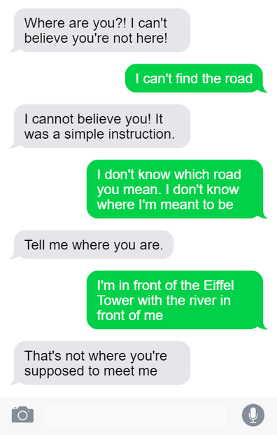 A mock up of the text messages.