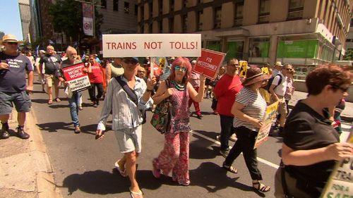 Premier Gladys Berejiklian bore the brunt of the protester's rage over the state of Sydney's buses, trains and roads. (9NEWS)
