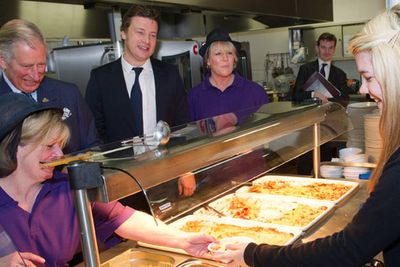 <b>Healthy school dinners</b><br/><br/>Before Jamie Oliver, the world was a lonely place bereft of magnanimous leaders with sensible ideas about eating. <br/><br/>Now, with an obesity epidemic on the rise, the stage is set for an everyday geezer like Jamie to snatch the reins of power on the basis of fresh policies governing improved school dinners. <br/><br/>Jamie means business! He's already rubbing shoulders with royalty to raise awareness of his campaign.    <br/>