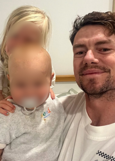 Lachie Neale shares a photo with his children on his Instagram stories