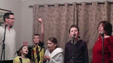 Marsh family performing their Les Miserable parody song