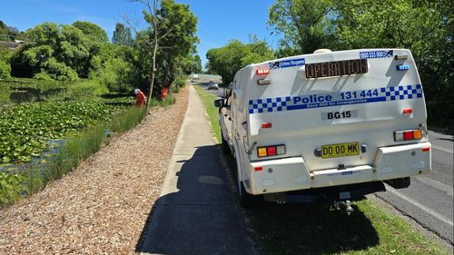Police officers investigating the fatal stabbing of a man in a Bega park, on the NSW South Coast, have conducted a search of nearby wetland.
