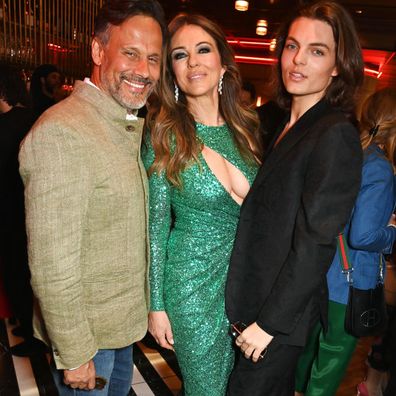 LONDON, ENGLAND - MAY 08: (L to R) Arun Nayar, Elizabeth Hurley and Damian Hurley attend a special screening of "Strictly Confidential" at The Everyman Chelsea on May 8, 2024 in London, England. (Photo by Dave Benett/WireImage)