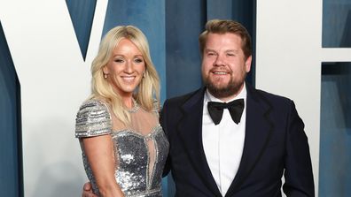 Julia Carey and James Corden at the 2022 Vanity Fair Oscar Party hosted by Radhika Jones at Wallis Annenberg Center for the Performing Arts on March 27, 2022 in Beverly Hills, California.