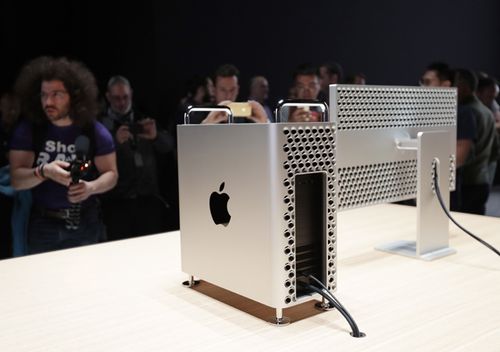 Journalists photograph the new Apple Mac Pro at the end of the keynote address at the Apple World Wide Developers Conference at the McEnery Convention Center in San Jose, California, USA, 3 June 2019