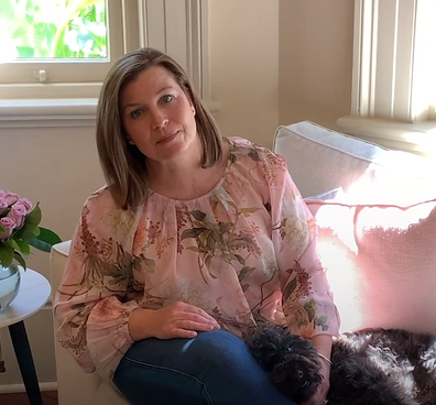 Jenny Morrison with family dog Buddy video message