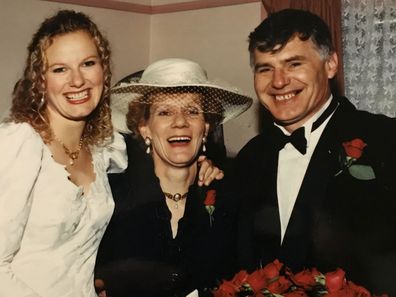 Michelle Cox with her parents Jan and Graham Smith