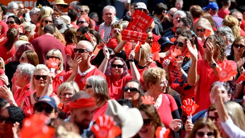 More than 3000 teachers rallied in Adelaide today.