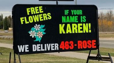A Florist named Karen is giving out free flowers to Karens
