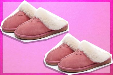 9PR: Best Gift Choice UGG Men's Women's Slippers in Pink - Australian Premium Sheepskin Anti-Slip Fluffy Fur, Super Warm and Comfort