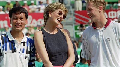 Princess Diana with Michael Chang and Jonas Bjorkman
