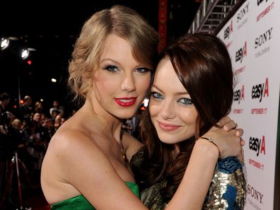 Talyor Swift and Emma Stone at the premiere of Screen Gems' "Easy A" at the Chinese Theater on September 13, 2010 in Los Angeles, California.