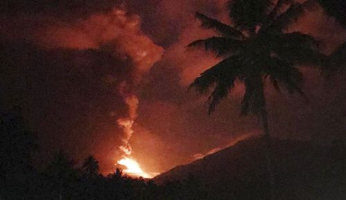 A volcano erupted on another part of seismically active Sulawesi island, about 940 kilometres northeast of the disaster zone.