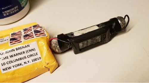 A picture of what is believed to be a pipe bomb sent to CNN headquarters on Wednesday.