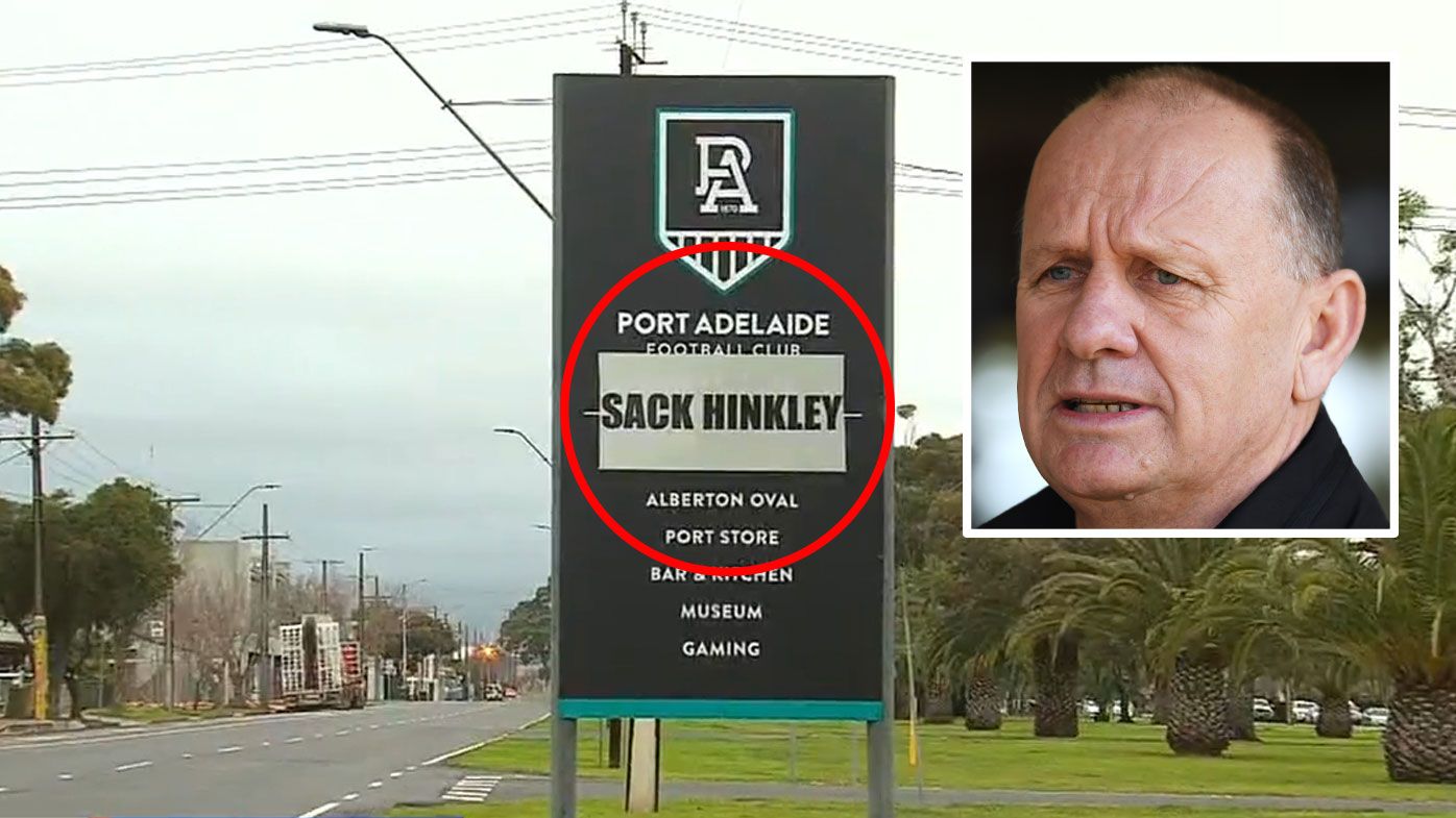 'There's a line': Ken Hinkley unimpressed by vandal's sign outside Port headquarters