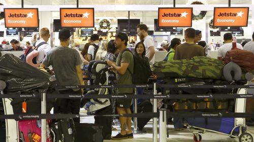 Jetstar's check in desks at Sydney airport.