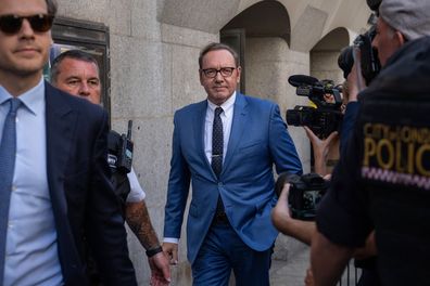 Kevin Spacey departs The Old Bailey Court on July 14, 2022 in London, England. 