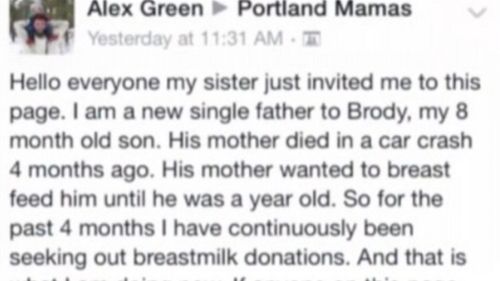 Alex Green made a Facebook appeal for breast milk for his baby son. (Facebook)