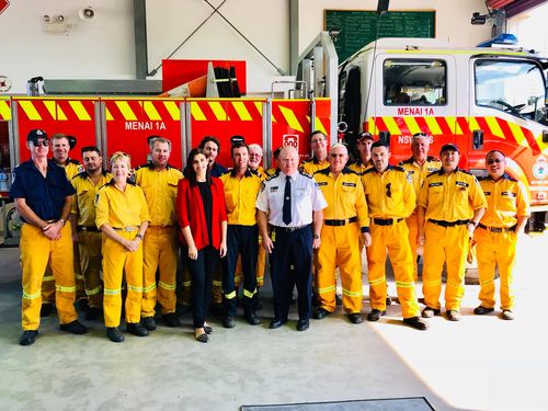 Ms Petinos attending a bushfire briefing at Menai Bushfire Brigade yesterday. (Facebook)