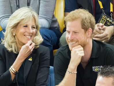 Jill Biden and Prince Harry attend the wheelchair basketball final on day 8 of the Invictus Games Toronto in 2017.