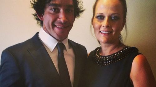 Jonathan Thurston with wife Samantha Lynch before the Dally M awards. (Supplied)