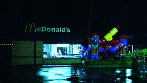 Police were called to the Mittagong McDonald's where the man allegedly confronted them. (9NEWS)