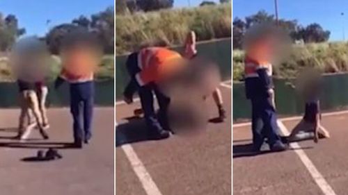 A father and son have been arrested after video of an alleged assault of a teenage boy in South Australia was posted online.