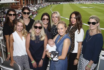 The player's wives, girlfriends and children pose for a photo at Lord's. (Getty)