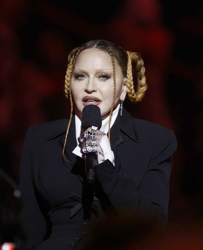 Madonna speaks onstage during the 65th GRAMMY Awards at Crypto.com Arena on February 05, 2023 in Los Angeles, California.