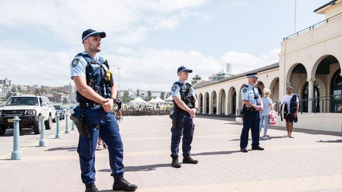 Police at Bondi today.