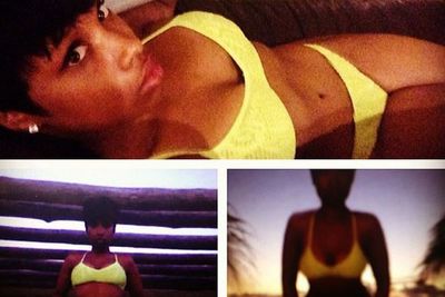 Jennifer Hudson's ready to take Mexico... in a fluoro bikini that makes her want to "play on the beach!"<br/>