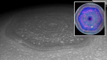 The mysterious hexagon at Saturn's northern pole has changed colour from blue to gold. 