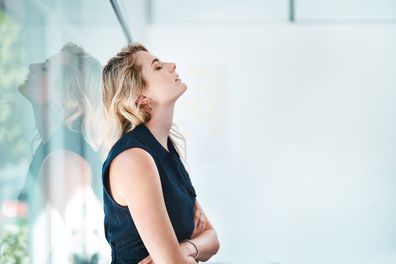 Distressed woman at work