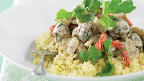 Moroccan meatballs with mushroom sauce