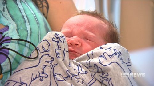Jax's birth was a surprise to his mum, who didn't know she was pregnant. (9NEWS)