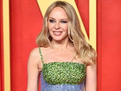 BEVERLY HILLS, CALIFORNIA - MARCH 10: Kylie Minogue attends the 2024 Vanity Fair Oscar Party Hosted By Radhika Jones at Wallis Annenberg Center for the Performing Arts on March 10, 2024 in Beverly Hills, California. (Photo by Jamie McCarthy/WireImage)