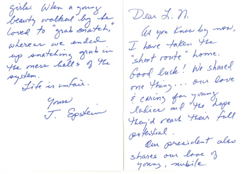 Jeffrey Epstein Larry Nassar letter