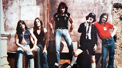 Bon Scott (centre) with AC/DC in their mid '70s heyday.