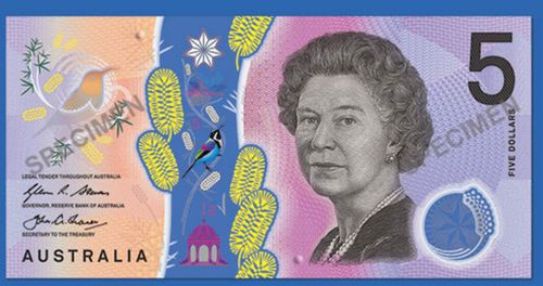 The signature side of the $5 banknote. 