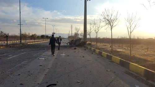 A view of the scene where Mohsen Fakhrizadeh was killed, in Absard, Iran.