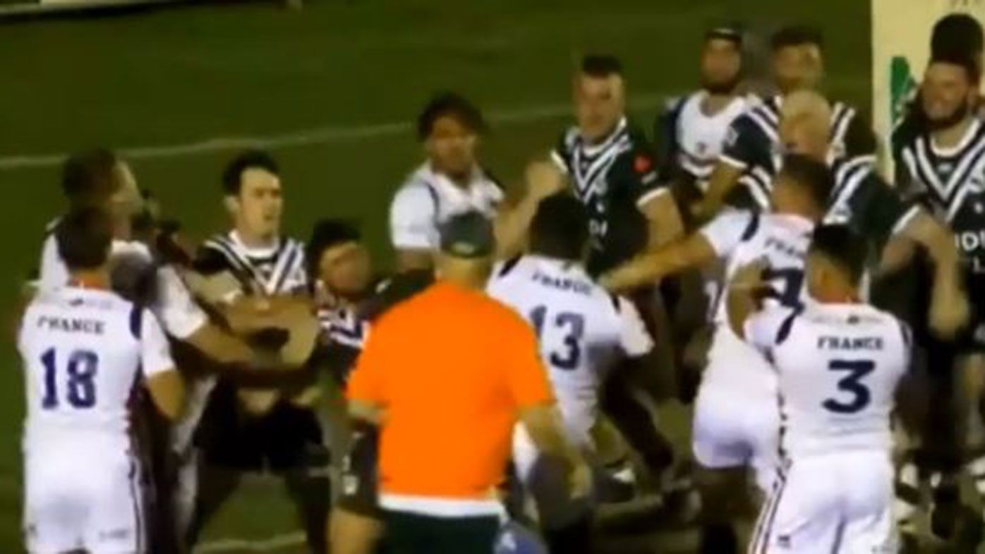 The rugby league match between France and Western Rams descended into chaos with an all-in brawl.